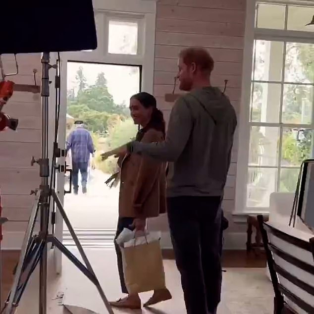 Meghan posts then quickly deletes behind-the-scenes footage from new Netflix series featuring husband Prince Harry… and her dance moves