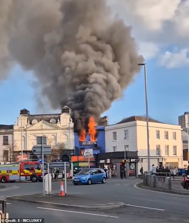 Plymouth fire: Emergency services tackle huge city centre blaze as locals warned to stay indoors as thick plumes of smoke rise from a burning building