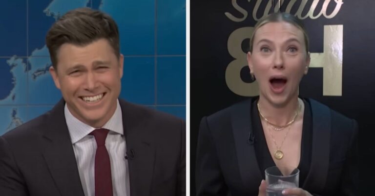 Scarlett Johansson Reacts To Colin Jost’s SNL Beef Joke