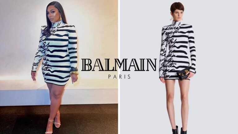 You ask, we answer! Ashanti Posed for the ‘Gram in a Black and White Balmain Dress