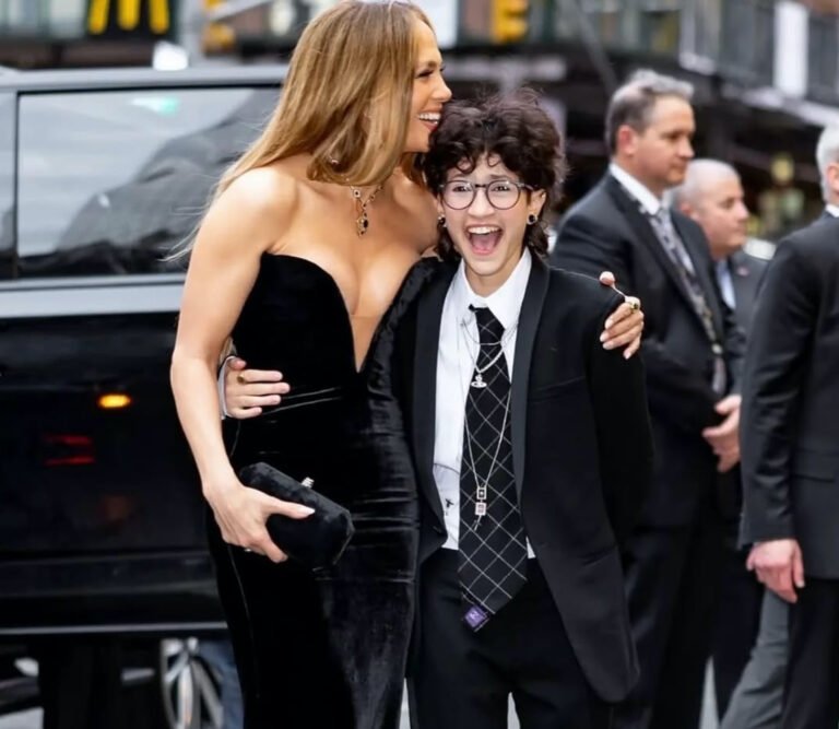 Jennifer Lopez Wears Saiid Kobeisy Black Column Gown with White Cape to Good Night, and Good Luck New York Premiere