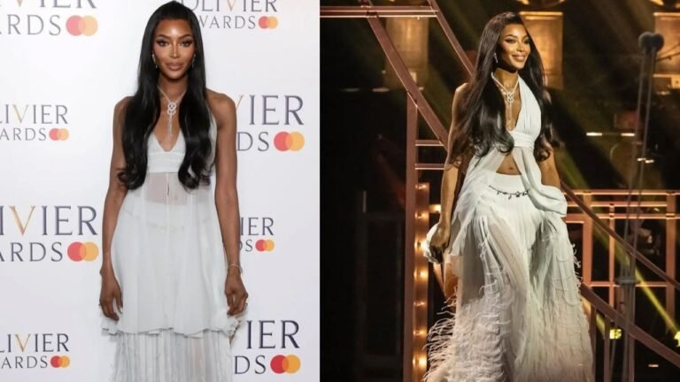 Naomi Campbell Wore a White Chanel Sheer Look to the Olivier Awards