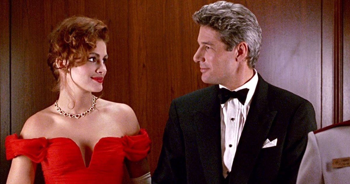 Julia Roberts and Richard Gere share a glance in Pretty Woman.