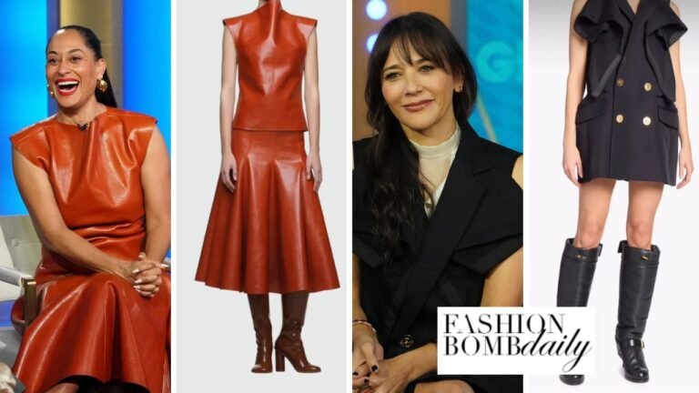 Tracee Ellis Ross Wore a Burnt Orange $1,670 ‘Entire Studios’ Leather Look Alongside Rashida Jones in a Black $2,205 Sacai Vest on Good Morning America