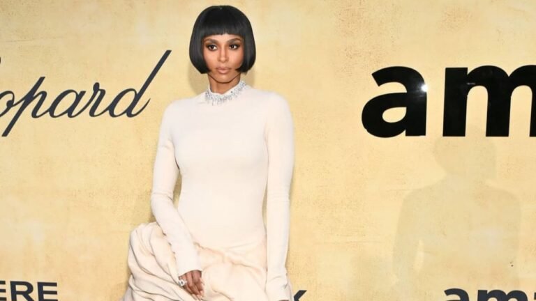 Ciara Stuns in a Cream Stephane Rolland Gown at the amfAR Cannes Gala