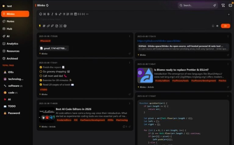 AI Note Captures : Blinko