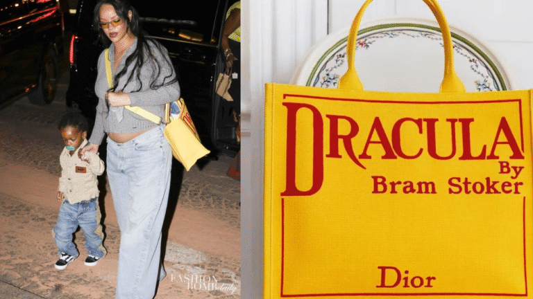 Fashion Bomb Accessories: Rihanna Sported a Yellow Dior ‘Dracula’ Tote by Jonathan Anderson with Son RZA in Paris