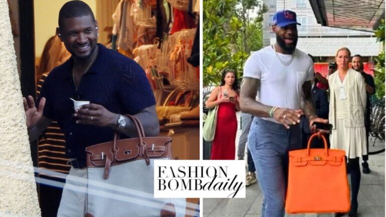 Fashion Bomb Men: Usher and LeBron James Photographed with Tan and Orange Hermes ‘Murse’ Bags