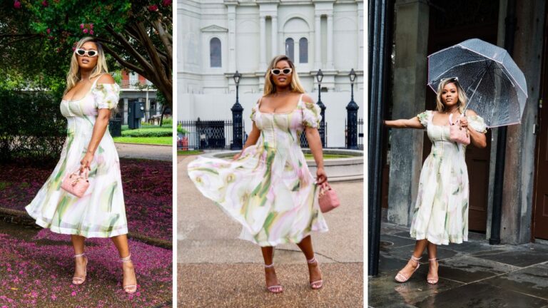 Fashion Bomb CEO Claire Sulmers Stuns in a White Floral Spero Sur Mer Dress During Essence Fest