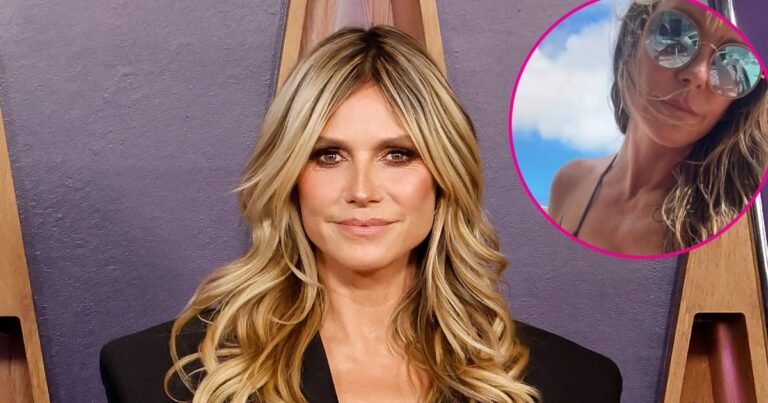 Heidi Klum Rocks Brown Bikini in Flirty Video at the Beach