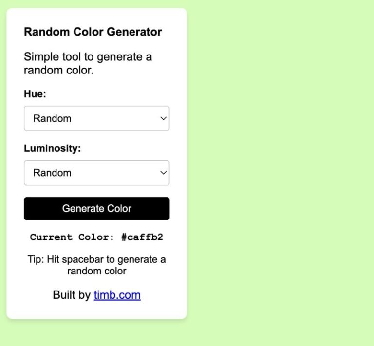Color Selection Tool : Color Generator