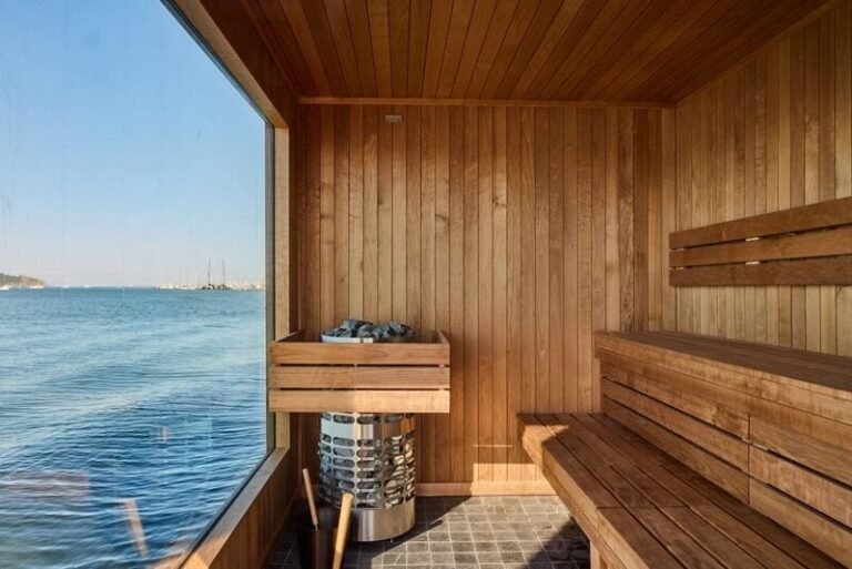 Shipping Container Floating Saunas : fjord floating sauna