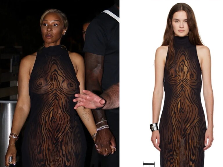 You Ask, We Answer! Savannah James Steps out with Lebron James Wearing a $930 Jean Paul Gaultier The Long Draped Wood Maxi Dress