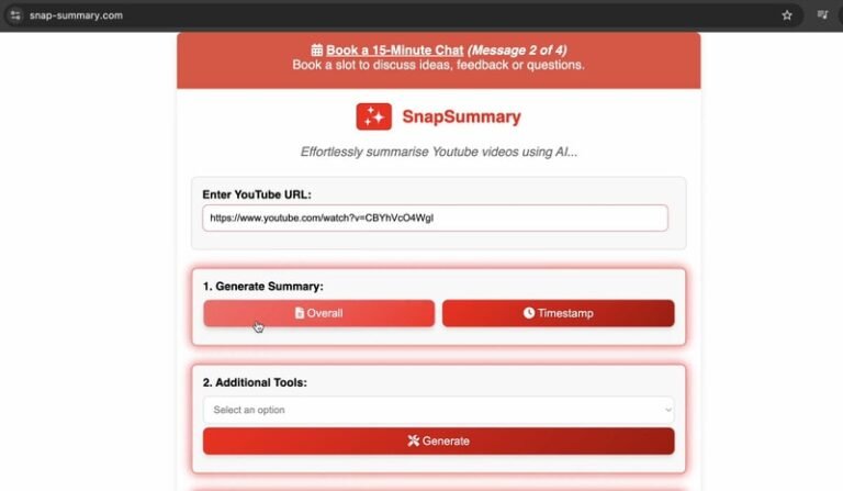 Video Content Summarizers : SnapSummary2