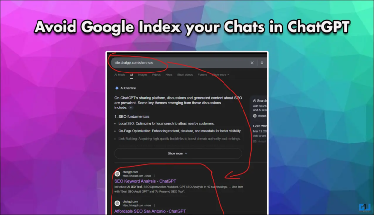 Stop Your ChatGPT Conversations Getting Indexed in Google Search