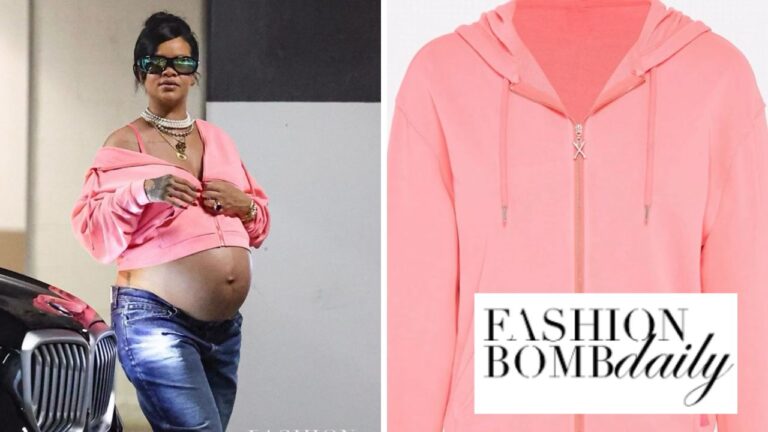 Rihanna Sported a Cherry Pink Savage X Fenty Hoodie with Blue Jeans and Timberland Boots