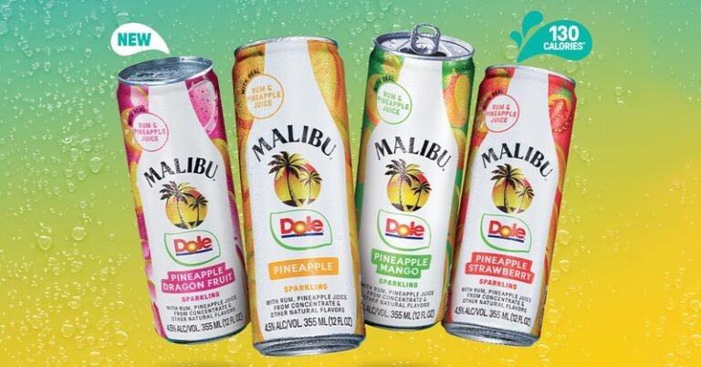 Sparkling Pineapple-Rum Cocktails : Malibu and Dole