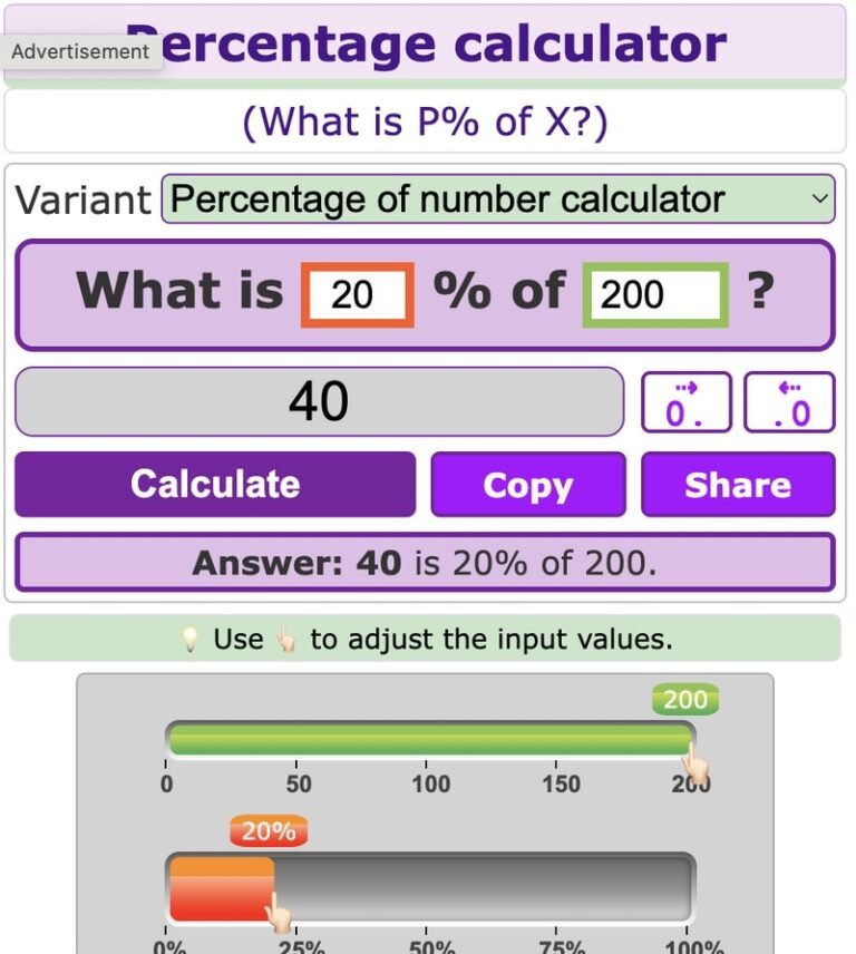 Interactive Math Tools : Visual Percentage Calculator