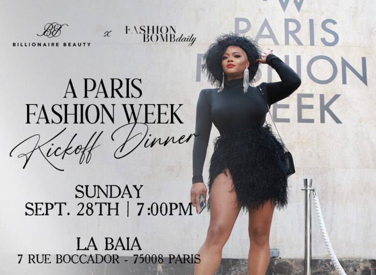 You’re Invited! Paris Fashion Week Event Alert: Join Us Sunday September 28th for a Billionaire Beauty Dinner