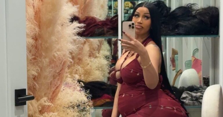 Pregnant Cardi B Wears Sheer Dress to Celebrate 33rd Birthday