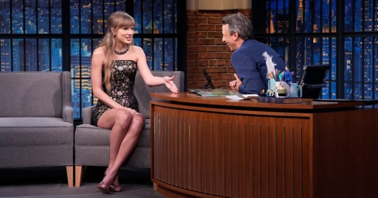 Taylor Swift Talks Travis Kelce on ‘Late Night With Seth Meyers’
