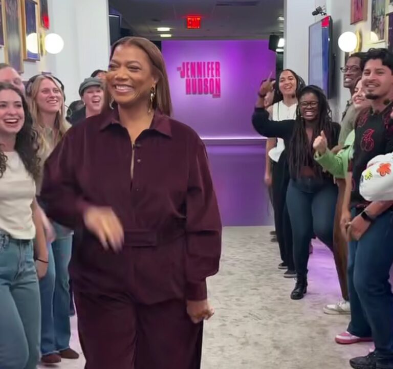 Most Requested: Queen Latifah Wears a Burgundy Velvet Jumpsuit by Max Mara on The Jennifer Hudson Show