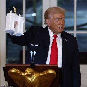 Dimensions of Trump’s massive new ‘Triumphal Arch’ are revealed as president ‘chooses the biggest size possible’ to honor America and wow visitors