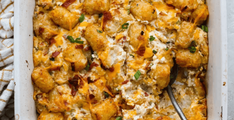 Cracked Out Tater Tot Casserole with Bacon and Ranch