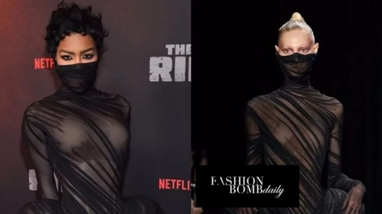 Teyana Taylor Makes a Statement in a Black Ashi Studio Haute Couture Look with Exaggerated Hips at Netflix’s ‘The Rip’ Premiere