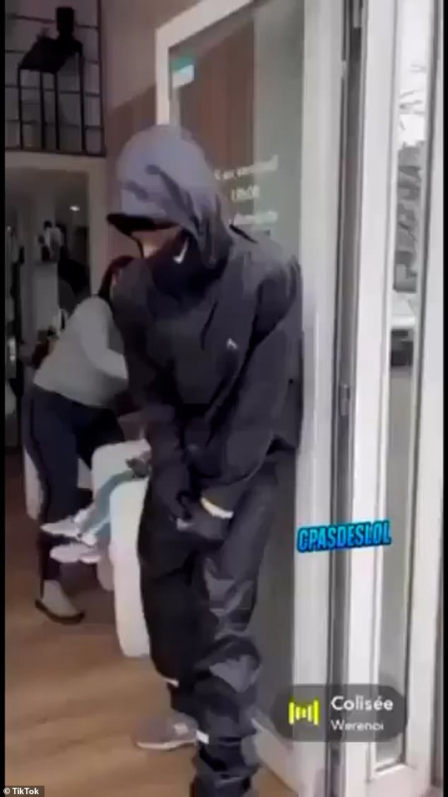 Moment yob hurls live hand grenade into French beauty salon to injure six people including five-year old girl in blast