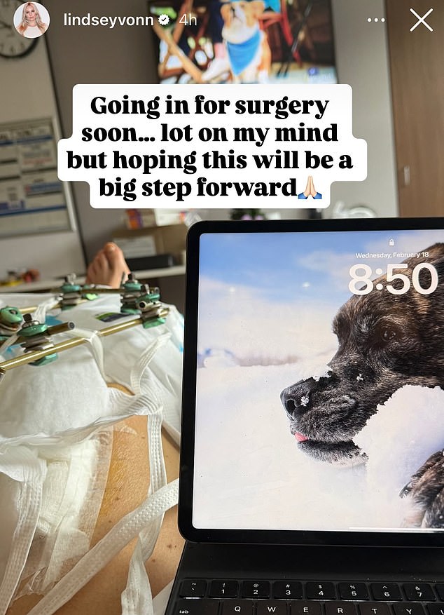Lindsey Vonn shares nervous post as she awaits fifth surgery on broken leg after Olympic fall and dog’s death