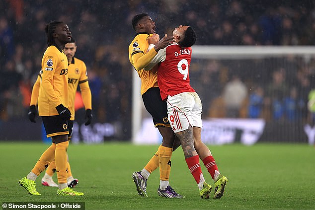 ‘Rattled’ Arsenal lose their heads amid Premier League title ‘bottling’ fears: Players spark a brawl, Arsenal Fan TV star charges at abusers and supporter blames ’36mph wind gusts’!
