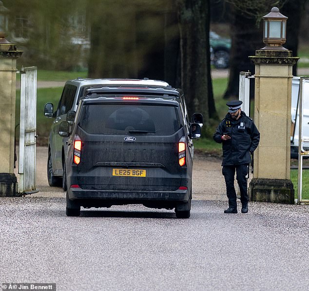 Searches continue after convoy of police raid Windsor as arrested Andrew’s time in custody extends into the evening