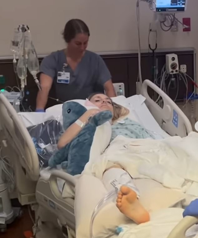 ‘Bionic’ Lindsey Vonn shares crazy X-ray images of metal screws inside her shattered leg after Olympics crash sparked five surgeries and counting