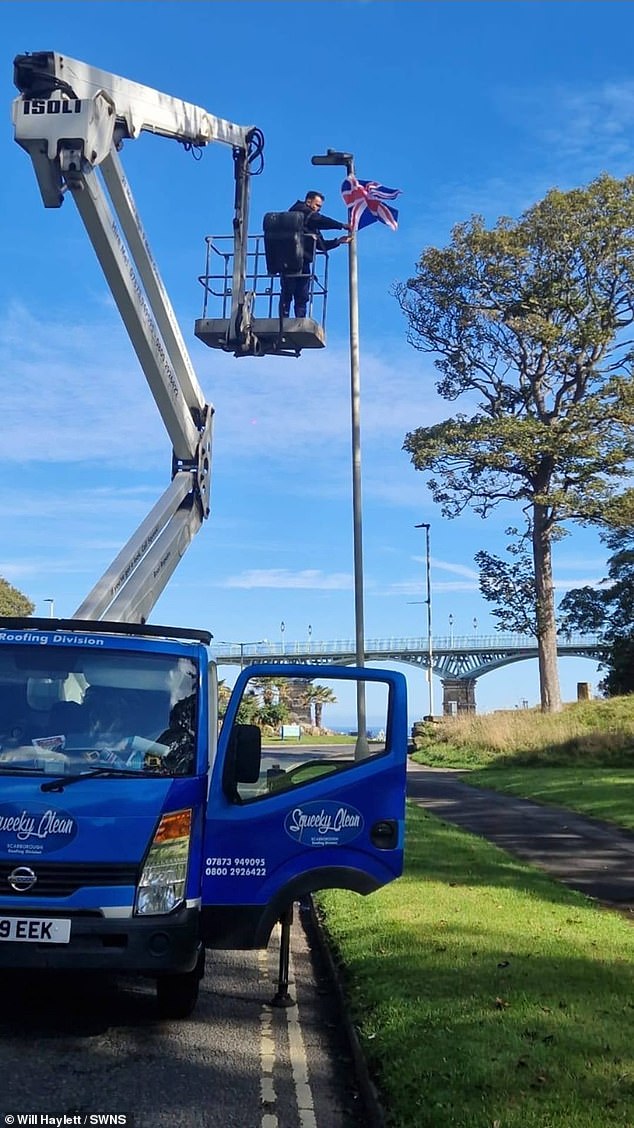 Businessman handed £3,000 bill after he used his company’s cherry picker to put Union Jack flags up – before council took them all down