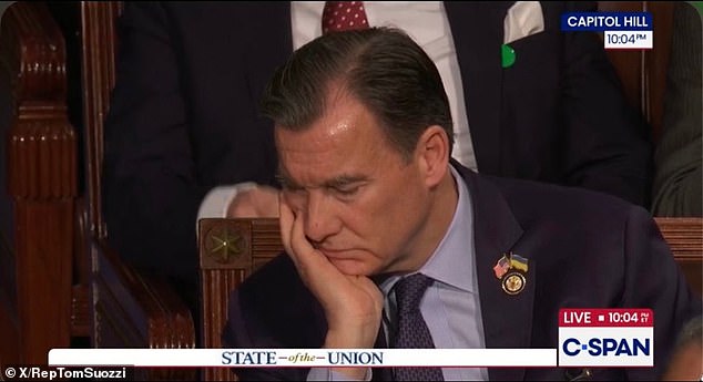 Democrats caught dozing off during Trump’s SOTU as Tom Suozzi complains about ‘staying awake watching reruns’