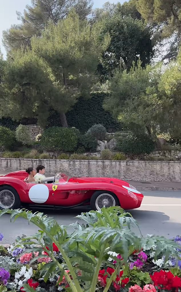 Formula One star Charles Leclerc ties the knot with influencer Alexandra Saint Mleux as couple are spotted driving off in £9m vintage Ferrari in stunning Monaco backdrop