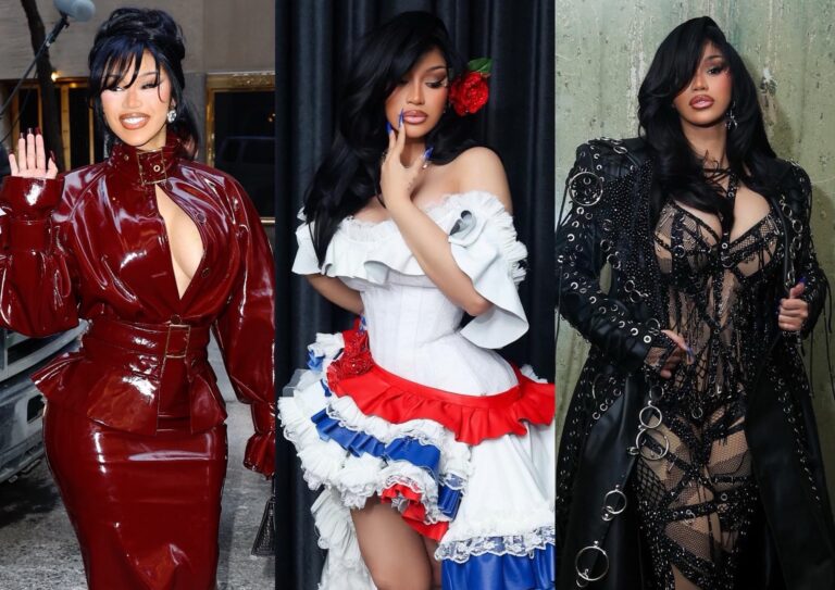Cardi B Storms Saturday Night Live Wearing Rowen Rose Burgundy Patent Look, Custom Bryan Hearns, and Leather Candice Cuoco