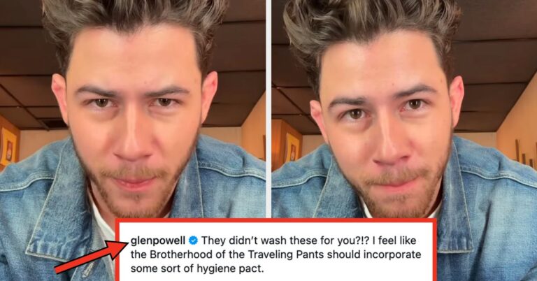 Glen Powell Reacts To Nick Jonas’ Borrowed Pants Find