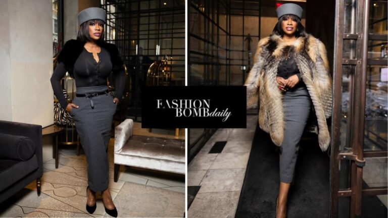 Kandi Burruss Posed for the ‘Gram in a Black and Grey ‘The Frankie Shop’ Look with a Gucci Shoes