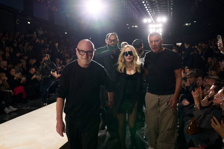 On the Scene at Dolce & Gabbana Fall 2026 with Madonna Front Row: Black Lace, Statement Outerwear, and Identity as the Ultimate Luxury