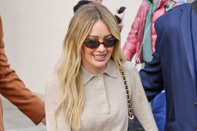 Hilary Duff Put a Preppy Twist on the Spring-Ready Sweater Style Jennifer Garner Is a Fan of, Too
