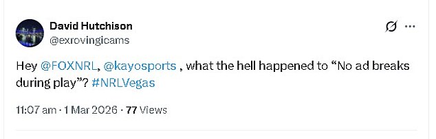 Footy fans slam awful TV mistake just SECONDS into the first game of the NRL’s Las Vegas extravaganza: ‘It’s an embarrassment’