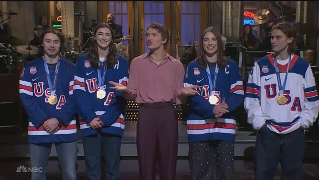 USA hockey stars mock Donald Trump over Winter Olympics outrage in SNL monologue with Connor Storrie