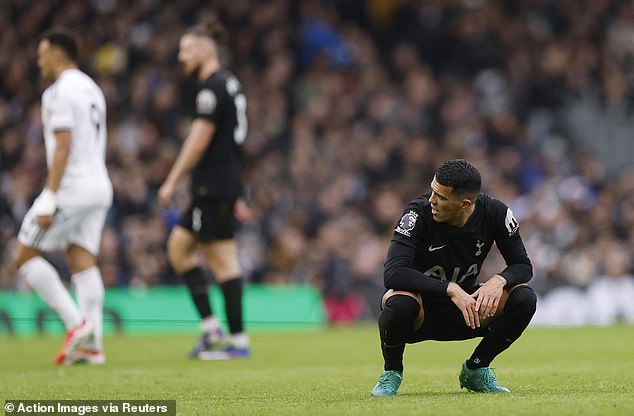 Relegation fears grow for Tottenham as Igor Tudor’s hapless side slump to a fourth straight defeat at Fulham – and why they are starting to look like a sinking ship, writes MATT BARLOW