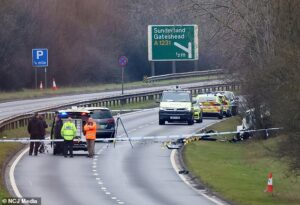 Woman in her 20s is dead and man is fighting for his life after ‘car being chased by police’ crashes: Driver, 24, is arrested