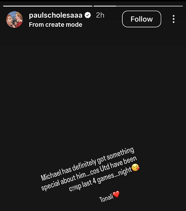 Michael Carrick plays down Paul Scholes fallout after Man United legend called performances ‘c**p’ under interim boss