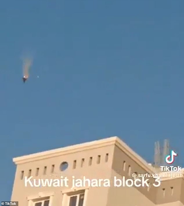 Social media footage claims to show ‘moment Kuwaiti jet mistakenly blasts F-15 plane out of the sky before US pilots parachute to safety’