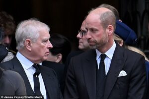 Lip reader reveals the jaw-dropping plea Andrew made to Prince William during THAT tense conversation at Duchess of Kent’s funeral