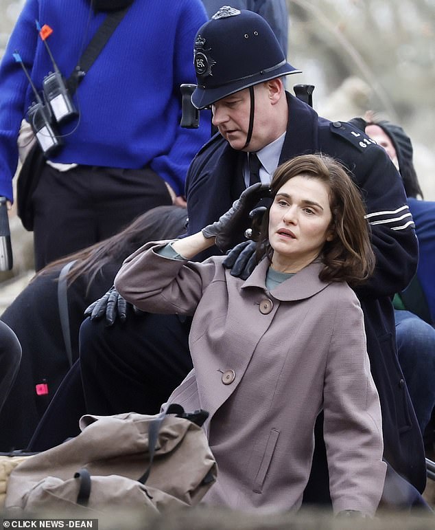 Rachel Weisz pictured with co-star Matthew Macfadyen in first dramatic shots from remake of classic Sixties thriller